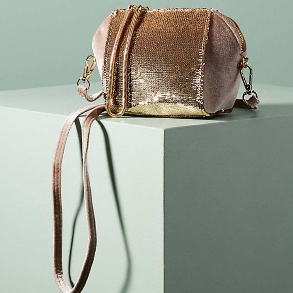 Anthropologie double zip embellished bag